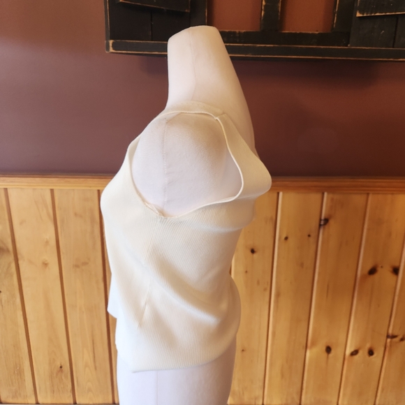 & Other Stories Stretch Rib V Cut Tank Top White Size Large - Picture 4 of 9